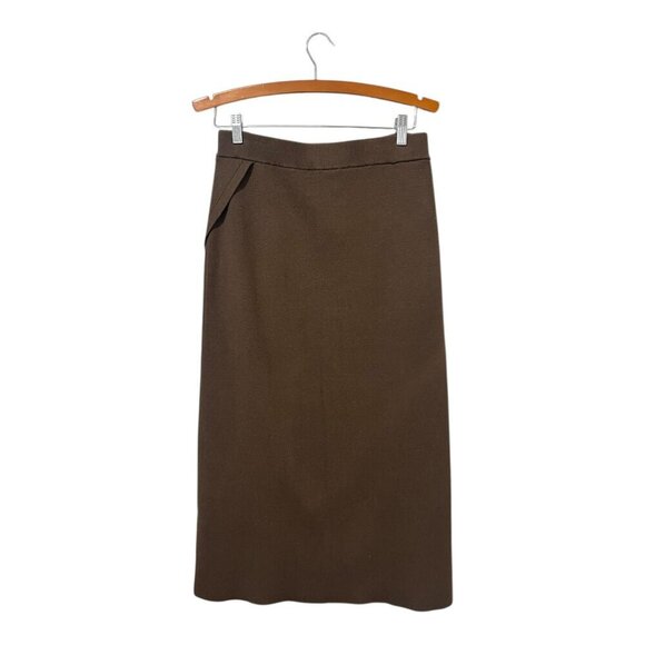 Zara Brown Wrap Skirt Midi Women's Sz Large L Pull On Long - Picture 2 of 5